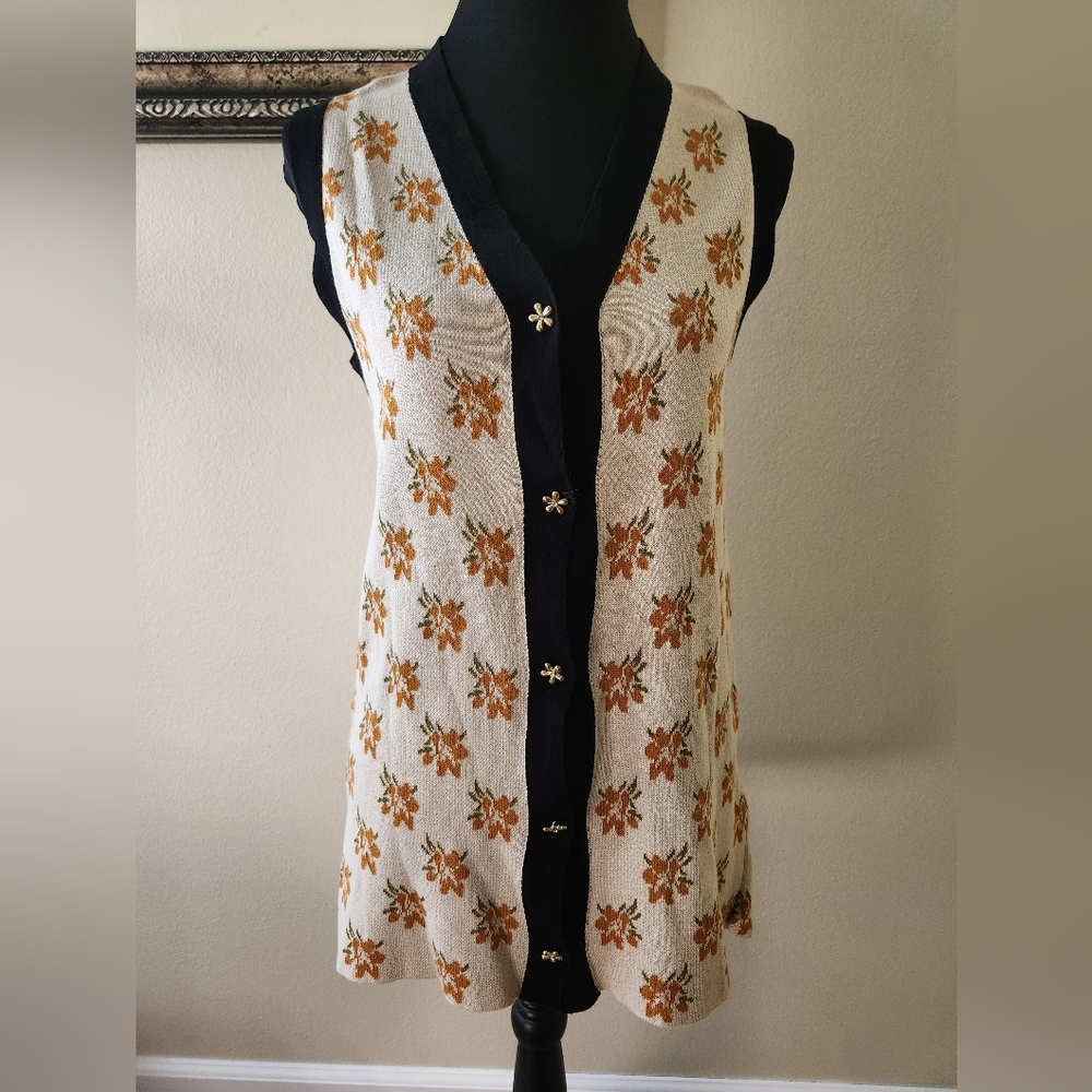 NWT ZARA girls floral sweater vest size 11/12